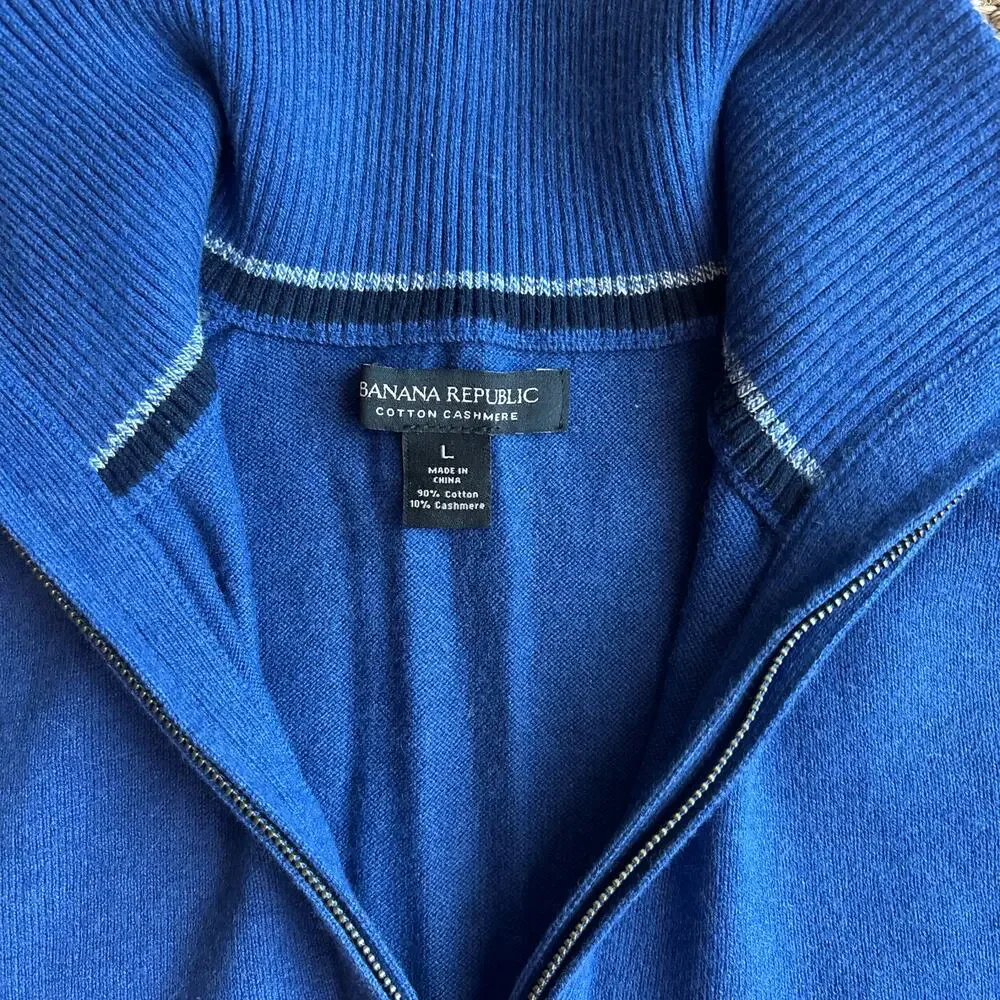 Banana Republic Cotton Cashmere Quarter Zip Sweater — Size L 💙